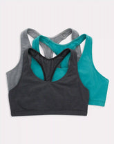 Hanes Women's Cotton Racerback Sports Bralette, Low Impact, 3-Pack