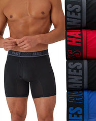 Hanes Moves Ultimate Men’s Anti-Chafe Boxer Brief Underwear, X-Temp, Assorted, 4-Pack, 6"