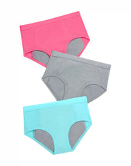 Hanes Confident Nights™ Girls' Overnight Underwear Pack, 3-Pack, Light & Moderate Leaks, Pink/Aqua/Multi