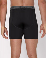 Hanes Stay Dry Pouch Men's Performance Stretch Boxer Brief Underwear, Black, 3-Pack