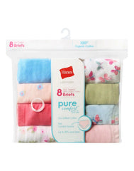 Hanes Ultimate Pure Comfort Girls' Brief Underwear, Cotton, 8-Pack