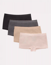Hanes Girls’ Tween Underwear Seamless Boyshort Pack, Neutrals, 4-Pack