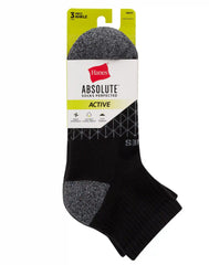 Hanes Absolute Active Men’s Cushioned Ankle Socks Pack, 3-Pack, Moisture Wicking
