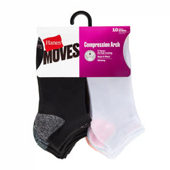 Hanes Moves Women’s No Show Socks, X-Temp, Shoe Size 5-9, 10-Pairs