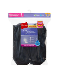 Hanes Women's Athletic Low Cut Socks, Full Sole Cushion, Extended Sizes, 10-Pairs