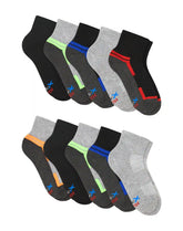 Hanes Moves Boys' Ankle Socks Pack, 10-Pack, Performance X-Temp Moisture-Wicking Kids Athletic Socks