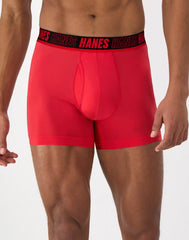 Hanes Moves Ultimate Men's Anti-Chafe Trunk Underwear, Total Support Pouch, X-Temp, 4-Pack, 4"