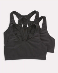 Hanes Women's Cotton Racerback Sports Bralette, Low Impact, 3-Pack