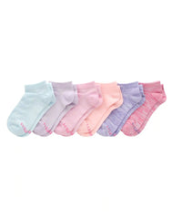 Hanes Ultimate Pure Comfort Girls' No Show Socks, Assorted, 6-Pairs