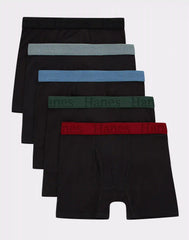 Hanes Originals Boys' SuperSoft Boxer Brief Underwear, Black, 5-Pack