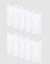 Hanes Men's Cotton Tank Undershirt, Moisture-Wicking, White, 10-Pack