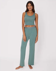 Hanes Comfywear Women's Loungewear Set, 2-Piece SuperSoft Rib Crop Tank & Lounge Pant Set