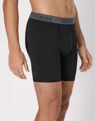 Hanes Stay Dry Pouch Men's Performance Stretch Boxer Brief Underwear, Black, 3-Pack