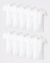 Hanes Men's White V-Neck Undershirt Super Value Pack, Moisture-Wicking Cotton, 10-Pack