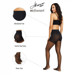 Hanes EcoSmart® Women's Sheer Top Tights – Shaping Hosiery – Control Top