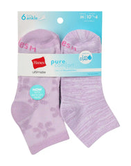 Hanes Ultimate® Girls' Ankle Socks Pack, 6-Pack, School & Sport Socks, Soft & Stretchy, EZ Sort