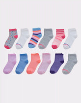 Hanes Girls' Ankle Socks, Fashion Pack, 12-Pairs