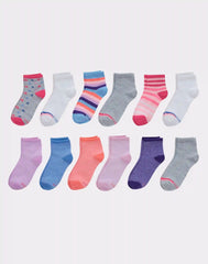 Hanes Girls' Ankle Socks, Fashion Pack, 12-Pairs