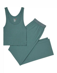 Hanes Comfywear Women's Loungewear Set, 2-Piece SuperSoft Rib Crop Tank & Lounge Pant Set