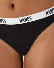 Hanes Soft & Breathable Women’s Ribbed Cotton Thong Underwear, 3-Pack