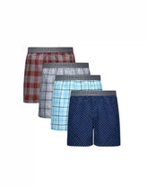 Hanes Ultimate Men's Underwear Boxers Pack - 4-Pack - Woven Cotton Plaid Boxers - Moisture-Wicking - Plaid