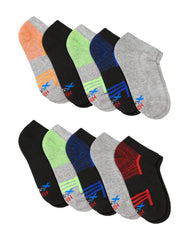 Hanes Moves Boys' No-Show Socks Pack, 10-Pack, X-Temp™ Moisture-Wicking Athletic Socks