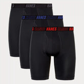 Hanes Moves™ Total Support Pouch® Men’s Long Leg Boxer Briefs, 3 Pairs, Moisture Wicking, X-Temp, 8"