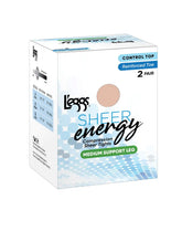 L'eggs Sheer Energy Medium Support Compression Tights, Reinforced Toe, 2-Pairs