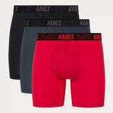 Hanes Moves Total Support Pouch Men’s Boxer Brief Underwear, 3 Pairs, 6"
