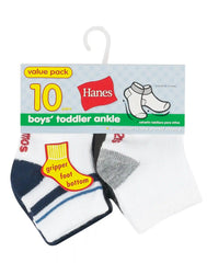 Hanes Infant/Toddler Boys' Ankle Socks, Gripper Foot Bottoms, 10-Pairs