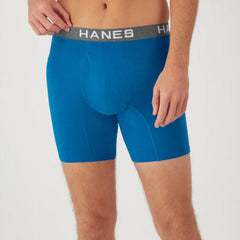 Hanes Ultimate Comfort Flex Fit Men's Boxer Brief Underwear, Red/Blue, 4-Pack