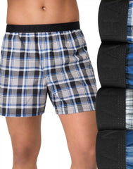 Hanes Ultimate Men's Underwear Boxers Pack - 4-Pack - Moisture-Wicking Cotton Boxers - Plaid