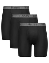 Hanes Stay Dry Pouch Men's Performance Stretch Boxer Brief Underwear, Black, 3-Pack