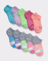 Hanes Comfort Fit Girls' No Show Socks, 10-Pairs