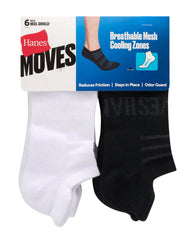 Hanes Moves Breathable Mesh Men’s Heel Shield Socks, Shoe Sizes 6-12, 6-Pairs