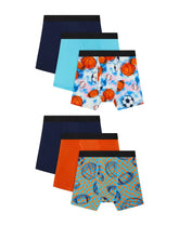 Hanes Originals SuperStretch Boys' Underwear Boxer Briefs Pack, 6-Pack, Lightweight Stretch, Theme Multipack