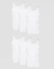 Hanes Men's Cotton Tank Undershirt, Moisture-Wicking, White, 6-Pack