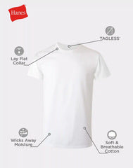 Hanes Men's Cotton Undershirt Super Value Pack, Moisture-Wicking, White, 10-pack