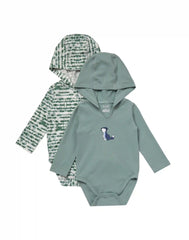 Hanes Pure Comfort Baby Long Sleeve Hooded Bodysuits, Organic Cotton, Boys & Girls, 2-Pack