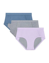 Hanes Confident Nights™ Girls' Overnight Underwear, 3-Pack, Light & Moderate Leaks, Grey Multi