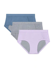 Hanes Confident Nights™ Girls' Overnight Underwear, 3-Pack, Light & Moderate Leaks, Grey Multi