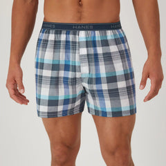 Hanes Men's Boxer Underwear, Moisture-Wicking, Plaids, 6-Pack