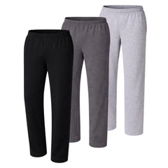 Hanes Essentials Men's Midweight Cotton Jersey Sweatpants Pack - 3-Pack - Open Bottom - Pockets - 32"
