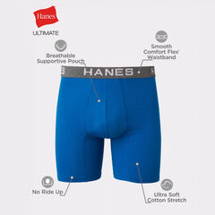 Hanes Ultimate Comfort Flex Fit Men's Boxer Brief Underwear, Red/Blue, 4-Pack