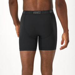 Hanes Moves Total Support Pouch Men’s Boxer Brief Underwear, 3 Pairs, Black, 6"