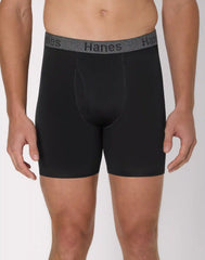 Hanes Stay Dry Pouch Men's Performance Stretch Boxer Brief Underwear, Black, 3-Pack