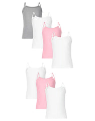 Hanes Girls' Tank Top Cami Pack, 7-Pack, Breathable Cotton Blend Tank