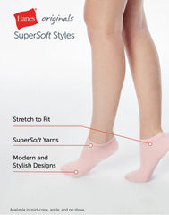 Hanes Originals Women’s SuperSoft No Show Socks, 6-Pairs