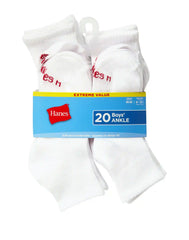 Hanes Boys' Ankle Socks, Super Value Pack, 20-Pairs