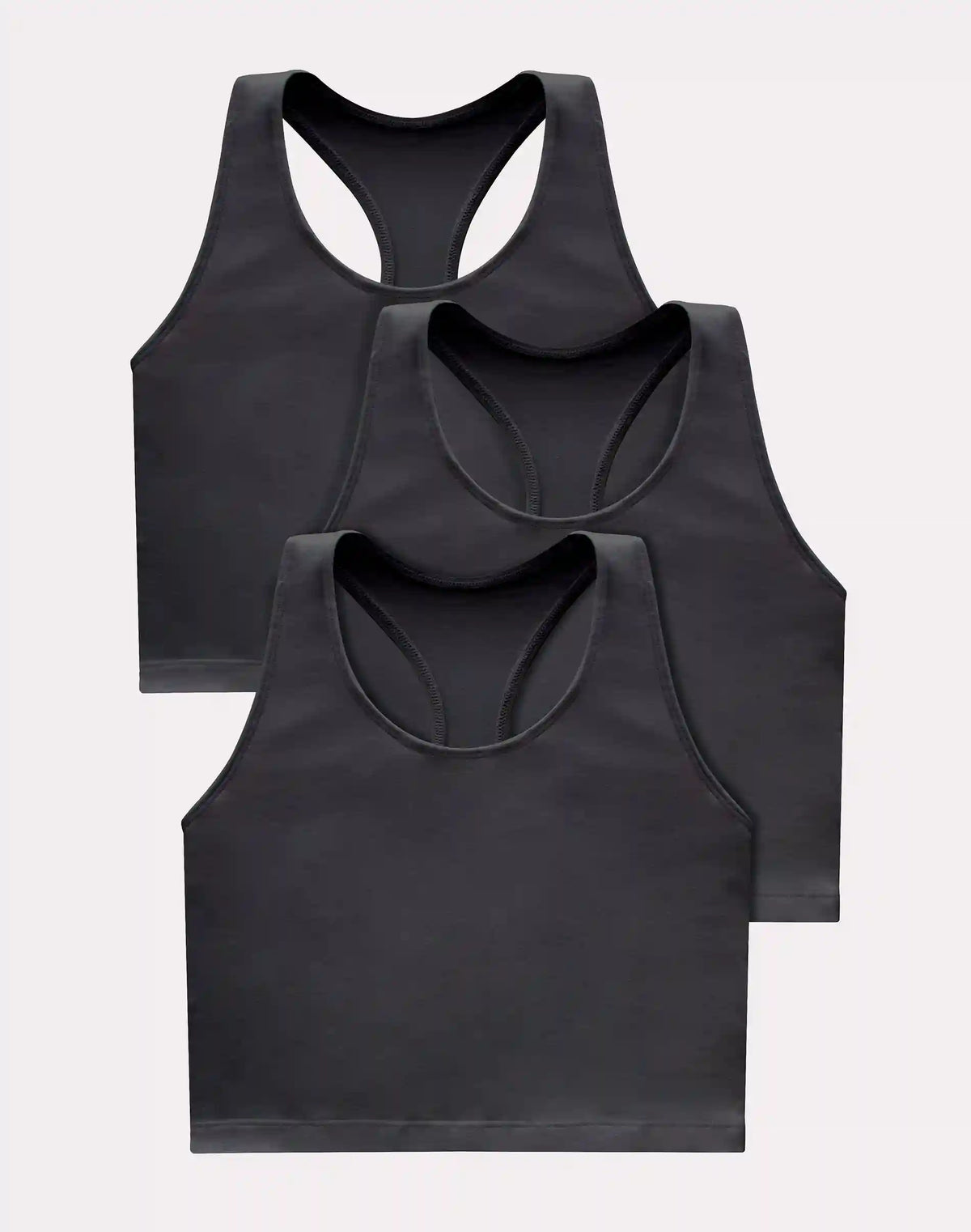 Hanes Originals Women's Racerback Crop Tank Top with Built-In Bra, 3-Pack